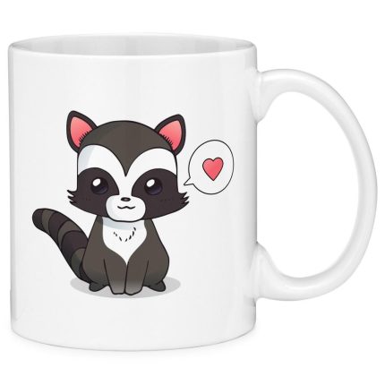 Mug à café mignon en forme de cœur de raton laveur